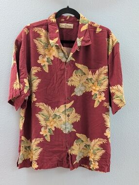 Tommy Bahama Silk Red Floral Hawaiian Camp Shirt by Tommy Bahama